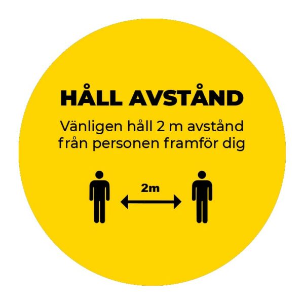 Rund golvdekal uppmaning 2m avstånd - minska smittspridningen | Expofy